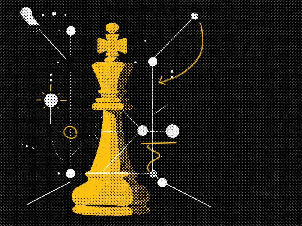 A decorative image that relates holistic search strategy to chess.